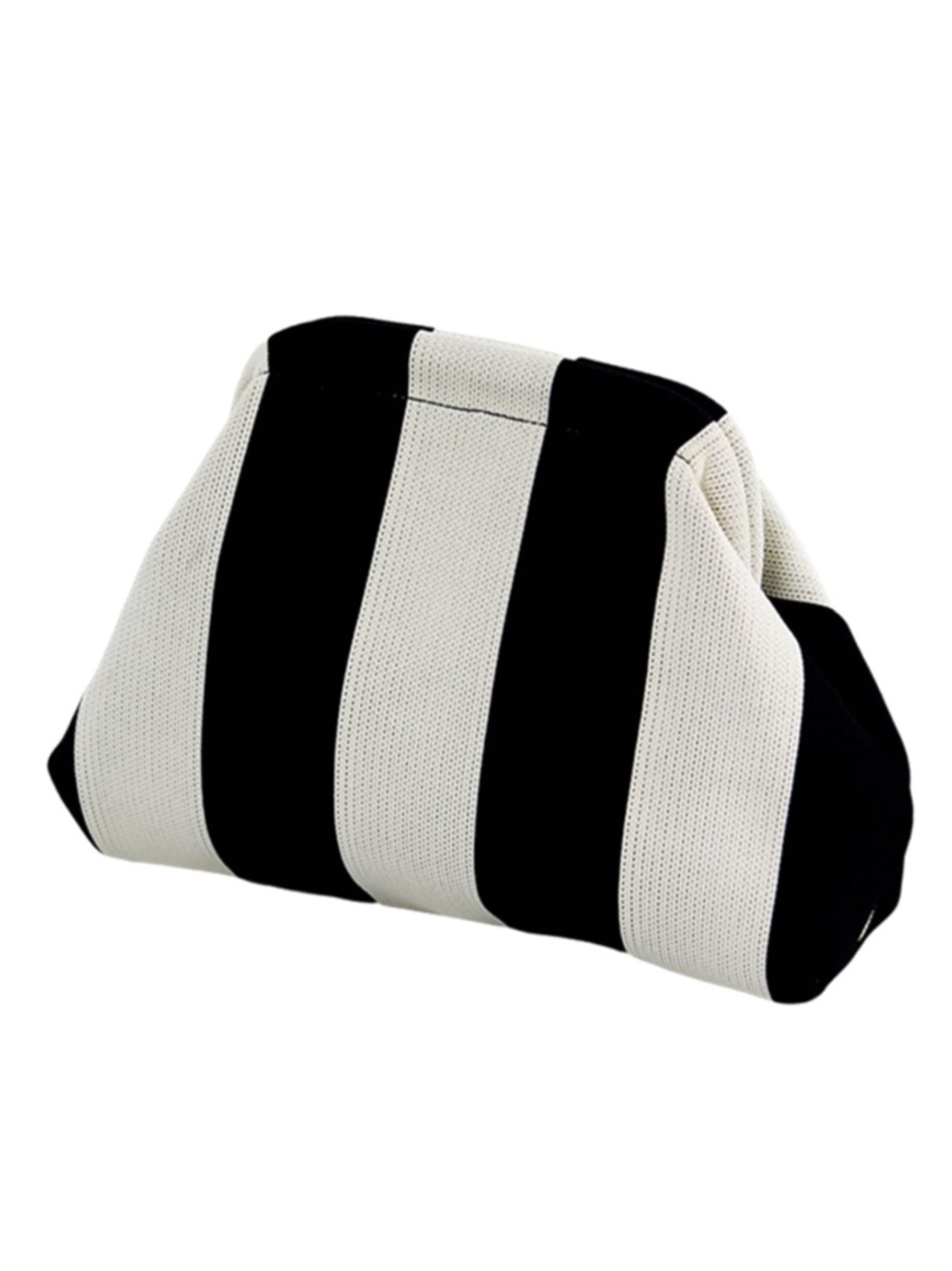 NEW Striped Woven Dumpling Clutch Bag  Black & White
